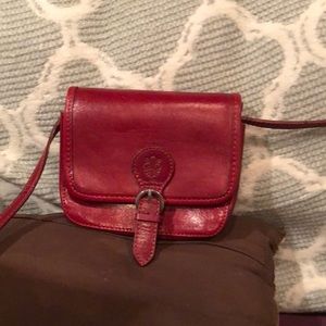 Tiny Italian leather satchel purse - red